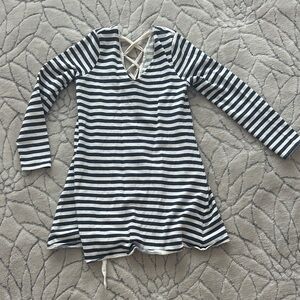 by & by Navy and Cream Striped Dress